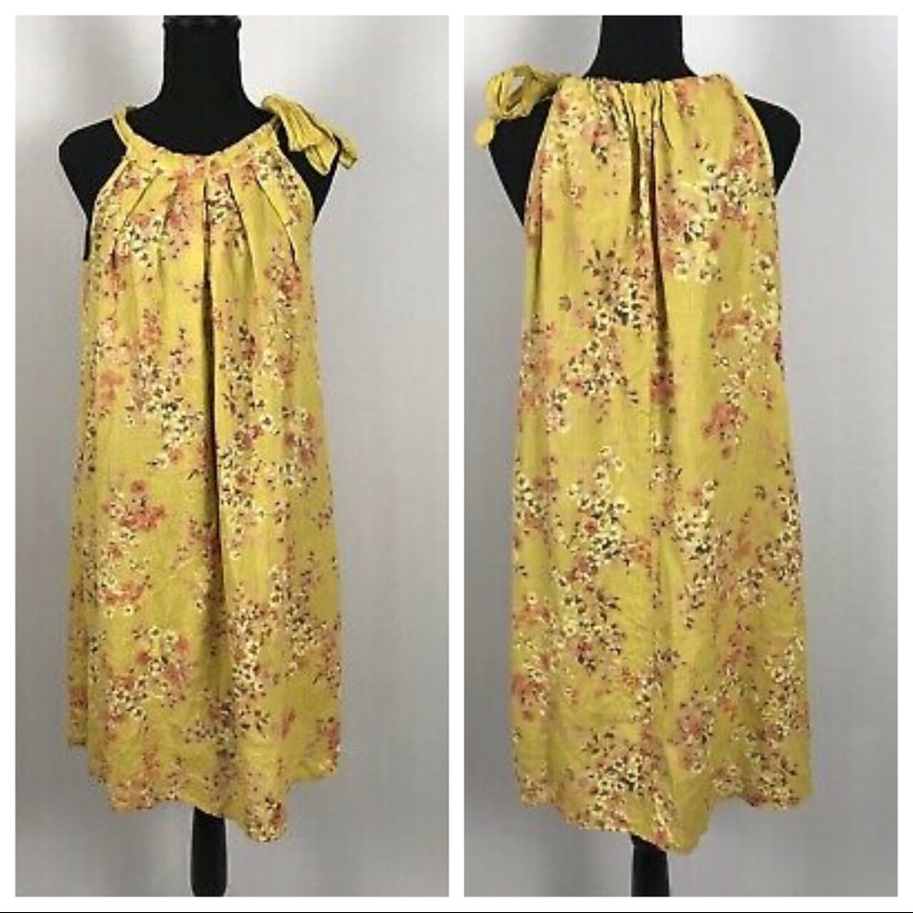 Bellambra Pure Linen Mustard Floral Dress